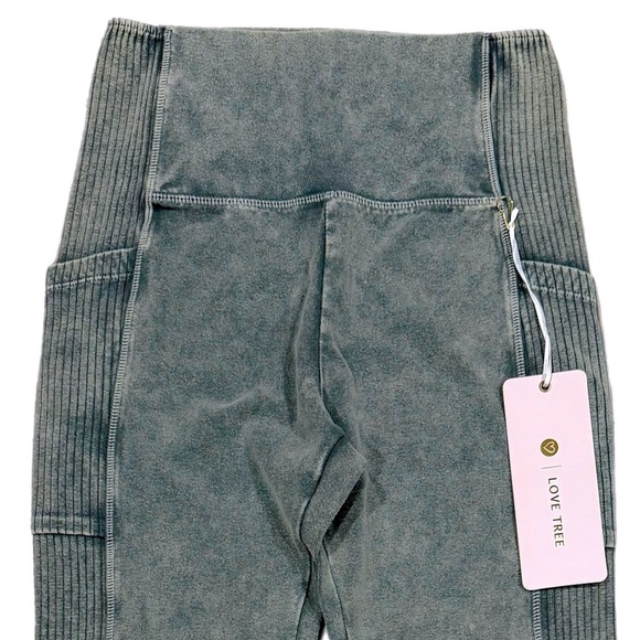 NWT Love Tree Super Soft Cotton High Ruse Leggings in Sage Stonewash Small - Picture 2 of 4
